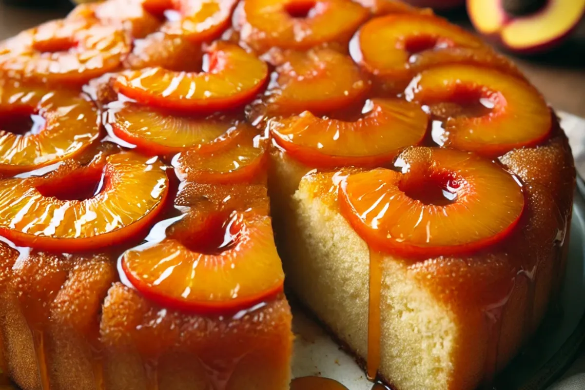 Caramel Peach Upside Down Cake