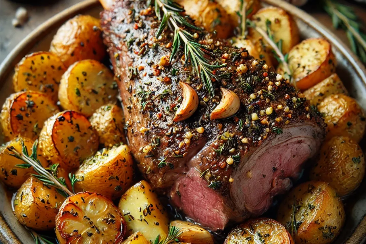 Garlic and Herb Leg of Lamb with Potatoes