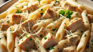 Creamy Chicken Alfredo Penne with a Touch of Herbs