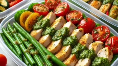 Pesto Chicken and Veggie Meal Prep Bowls