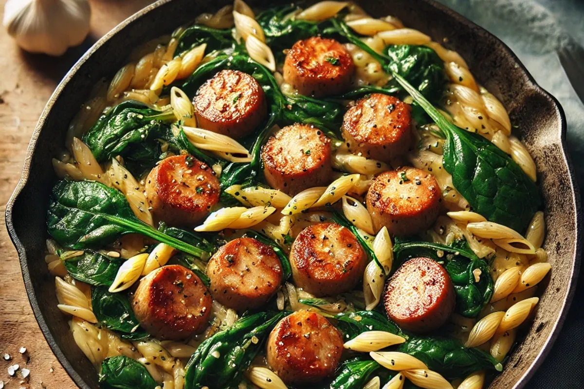 5-Ingredient Chicken Sausage and Orzo Skillet