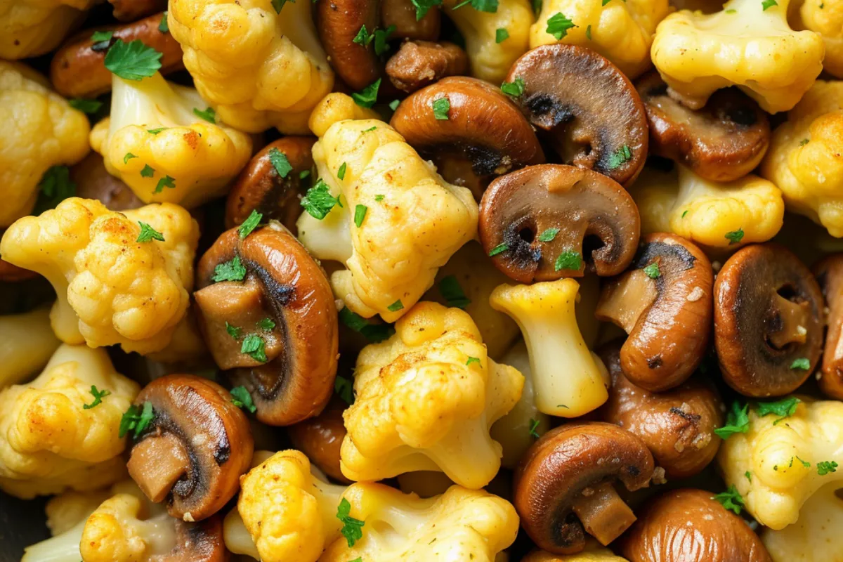 Garlic Butter Mushrooms and Cauliflower