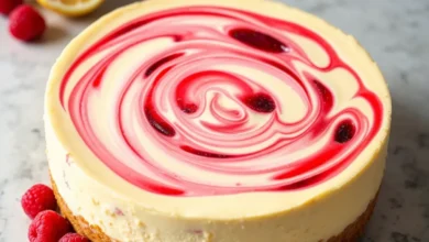 Lemon Raspberry Swirl Cheesecake