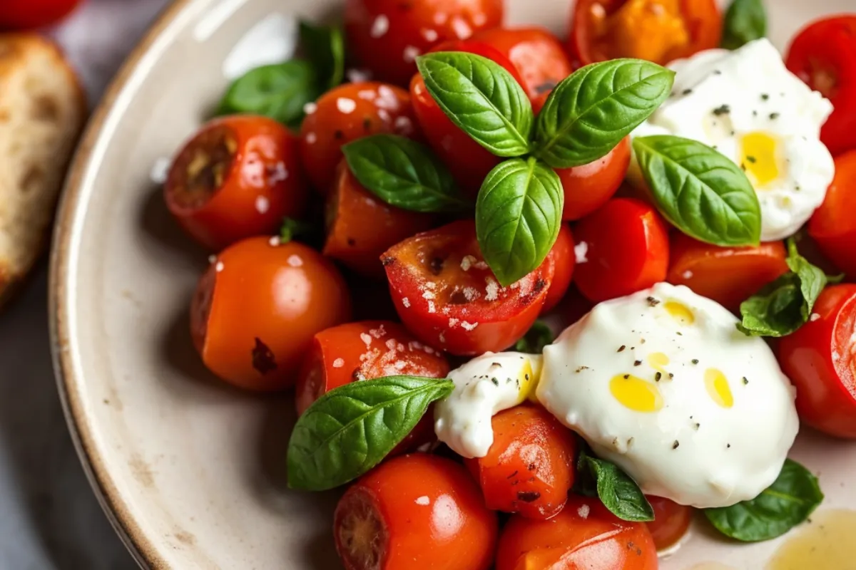 Marinated Cherry Tomatoes with Burrata