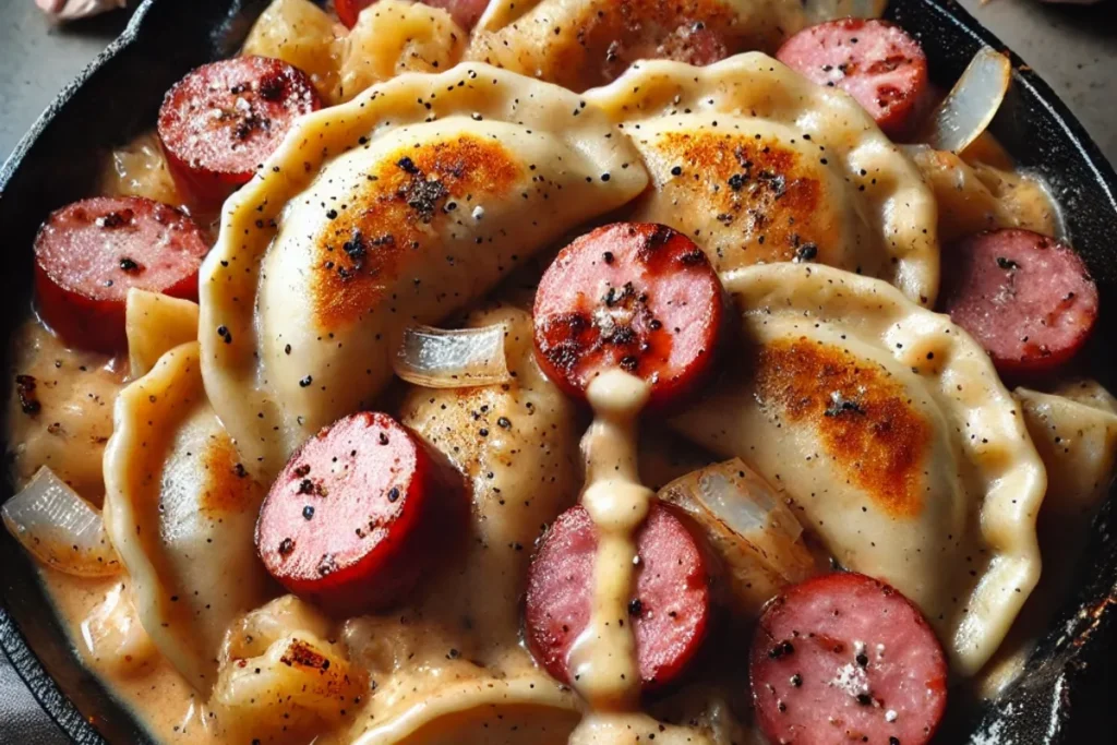 Perogies and Sausage Skillet