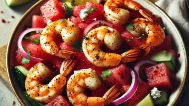 Spicy Watermelon & Shrimp Salad