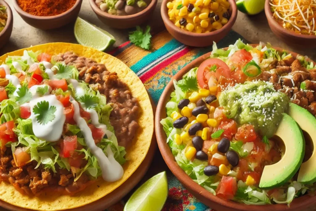 a Tostada and a Taco Bowl