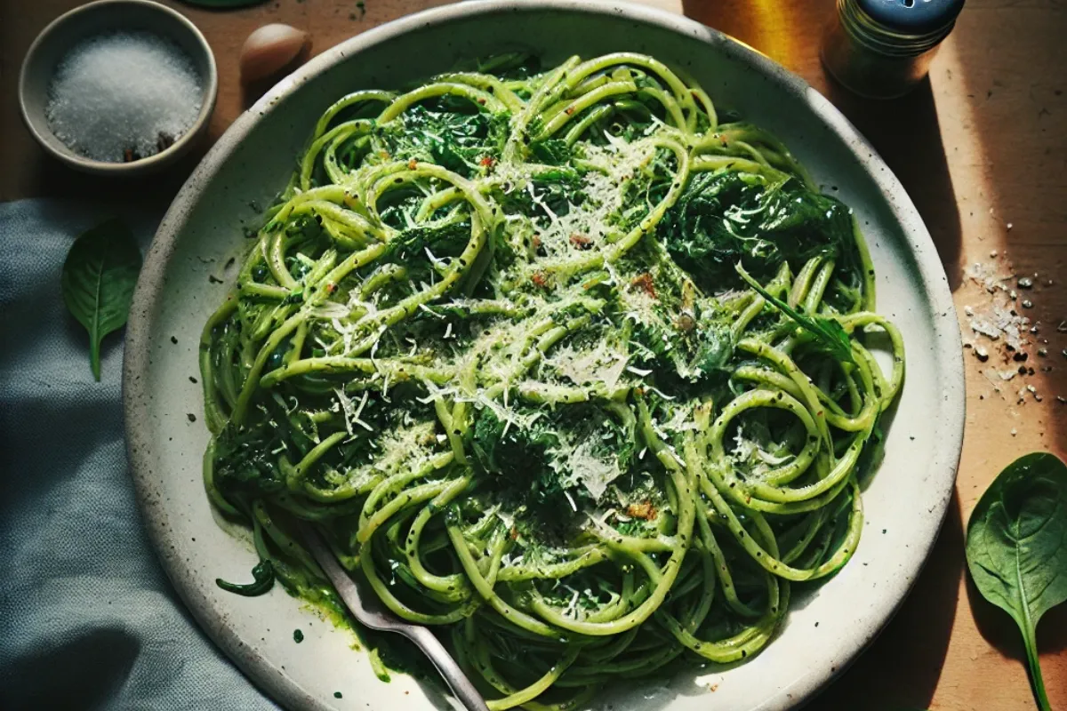 green spaghetti made of2