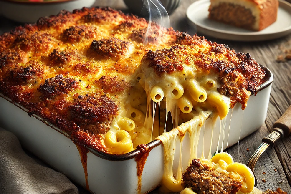 Mac and Cheese Meatloaf Casserole