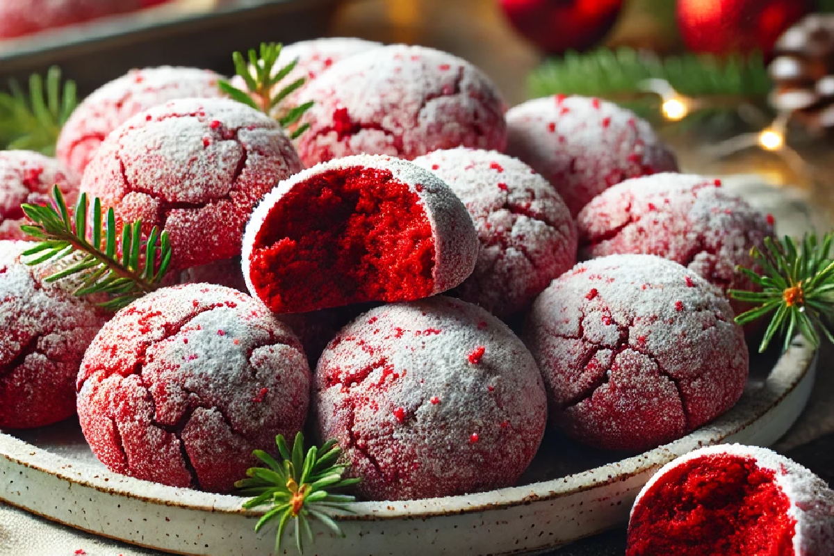 Red Velvet Snowball Cookies