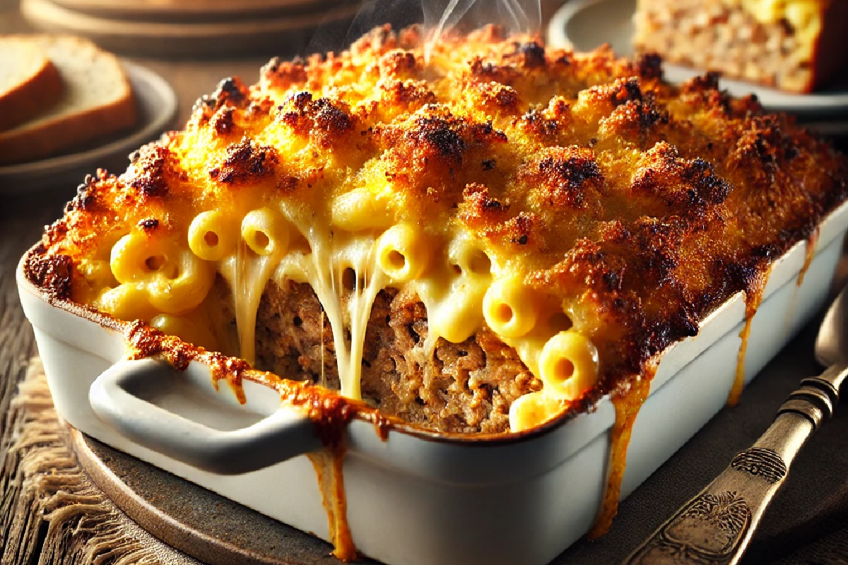 Mac and Cheese Meatloaf Casserole