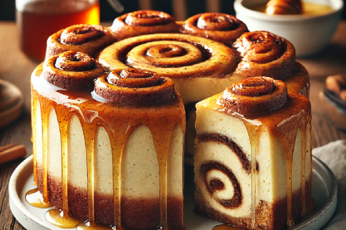 Cinnamon Roll Honeybun Cheesecake