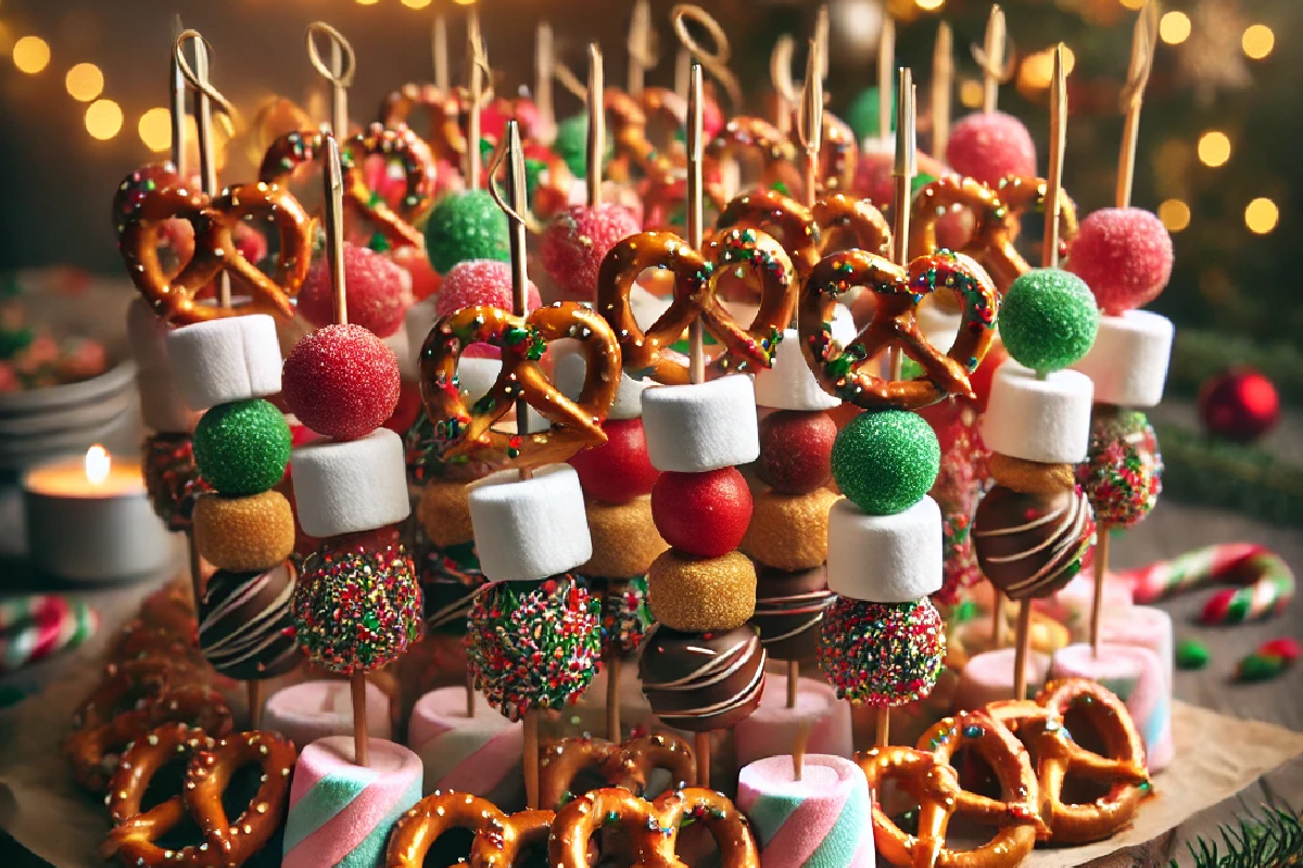 Holiday Pretzel Kabobs