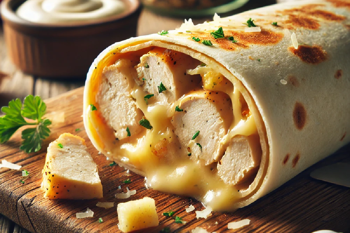 Cheesy Garlic Chicken Wraps