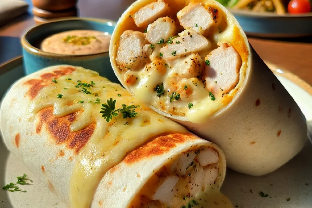 Cheesy Garlic Chicken Wraps