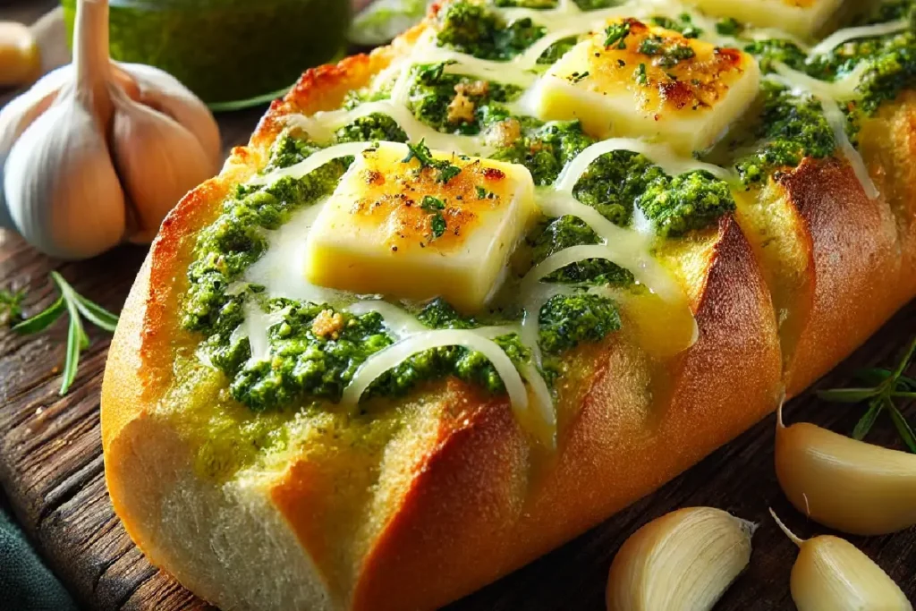 Cheesy Pesto Garlic Bread