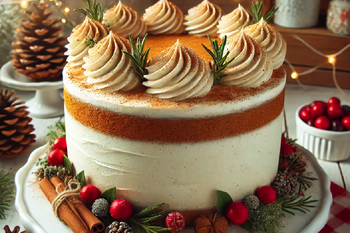 Christmas Spice Cake with Eggnog Buttercream