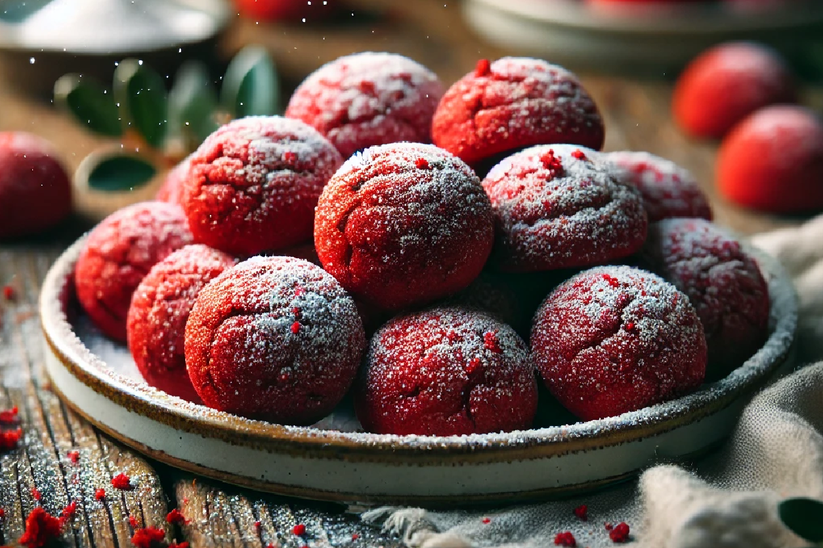 Red Velvet Snowball Cookies