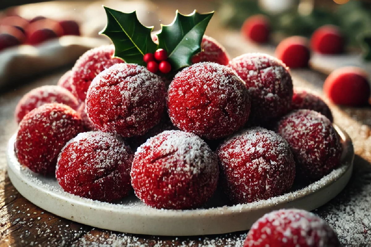 Red Velvet Snowball Cookies