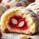 Raspberry Filled Almond Snowball Cookies