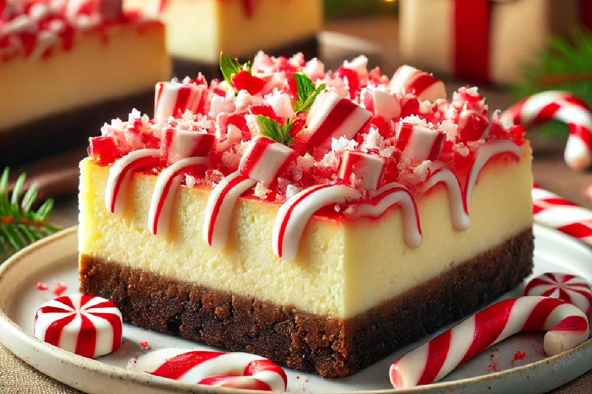 Candy Cane Cheesecake Bars