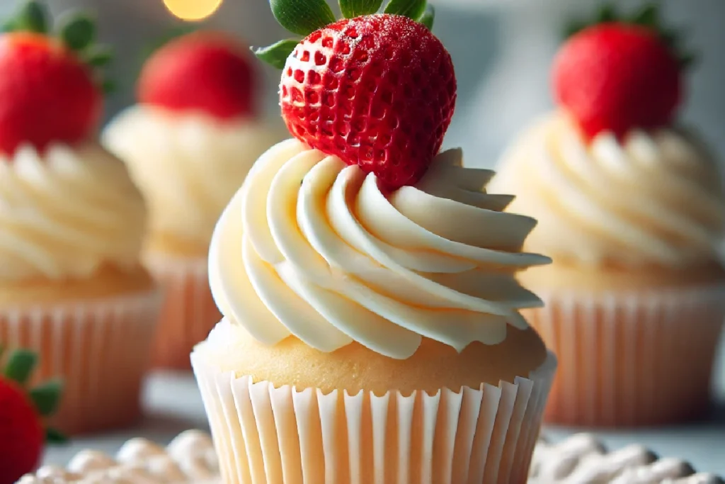 White Chocolate Strawberry Cupcakes