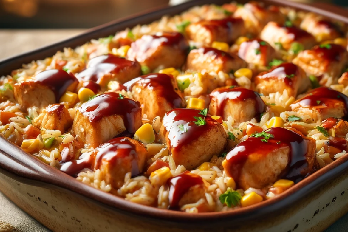 BBQ Chicken and Rice Casserole