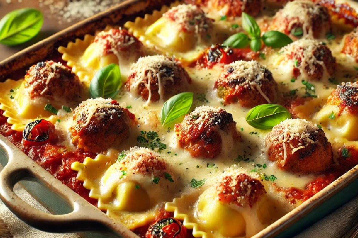 Meatball and Ravioli Bake