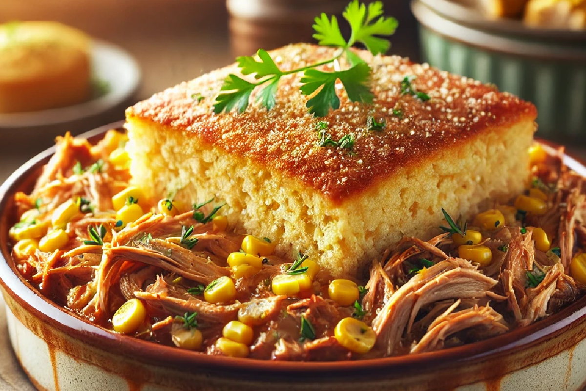 BBQ Chicken and Cornbread Casserole