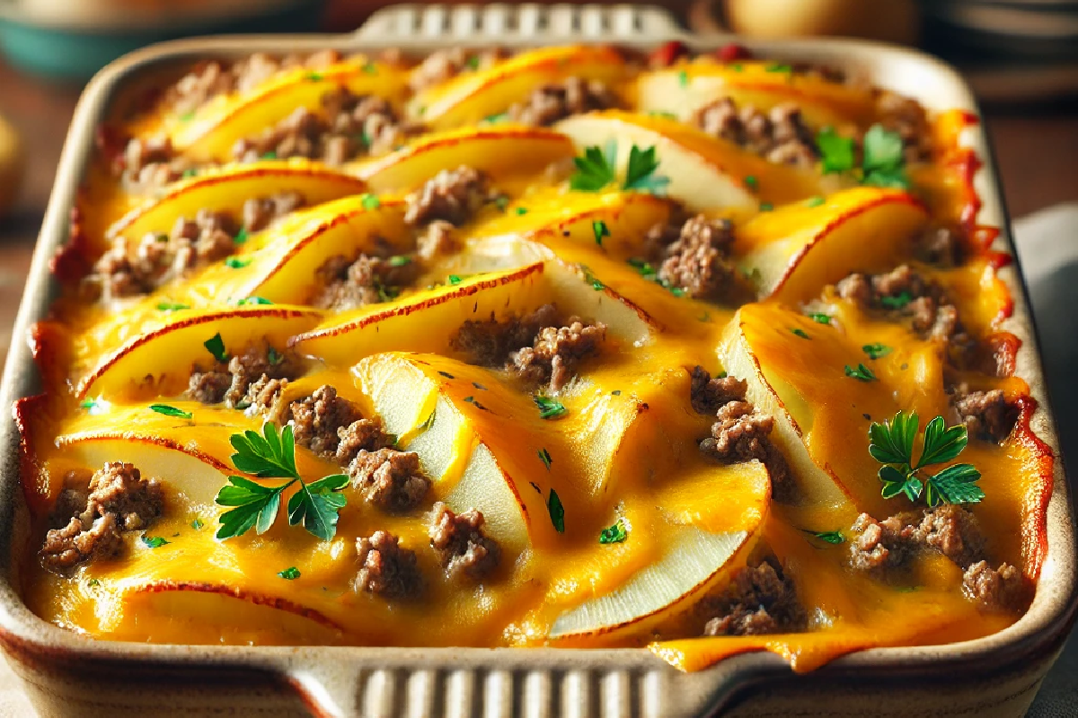 Cheesy Ground Beef and Potato Casserole