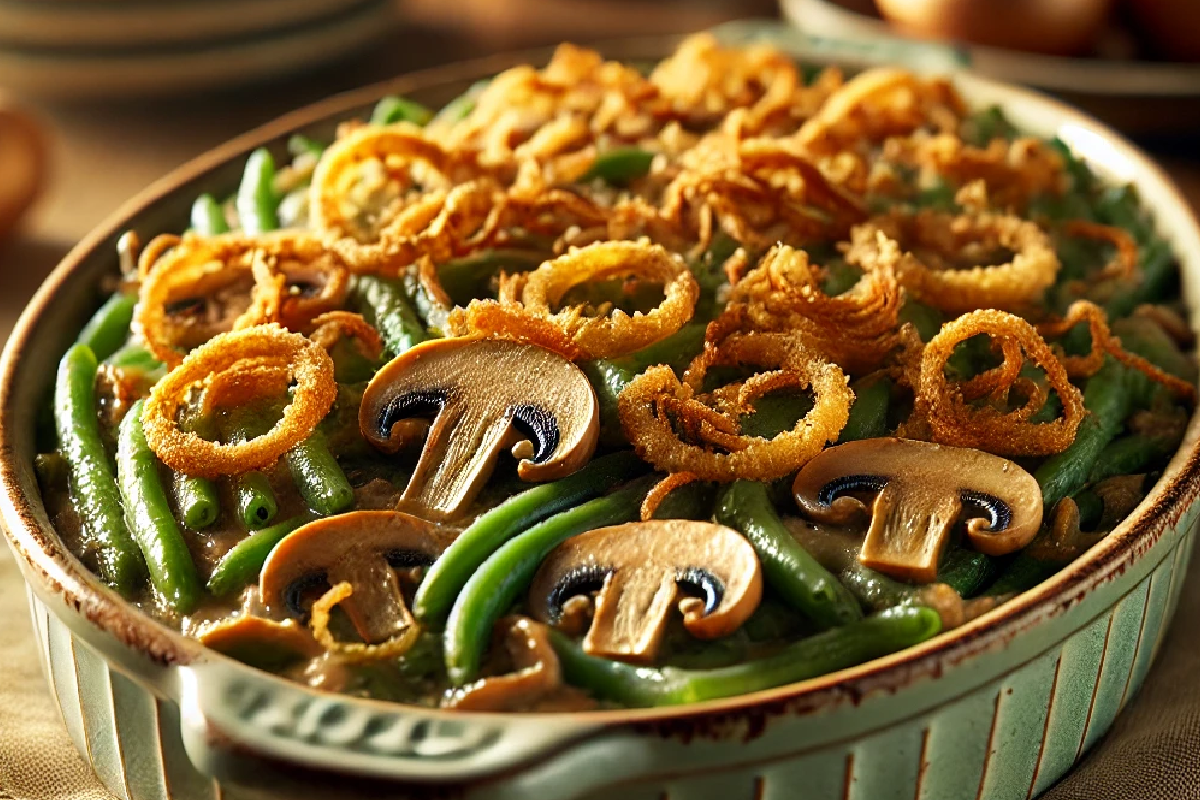 Green Bean Casserole with Mushrooms and Crispy Onions