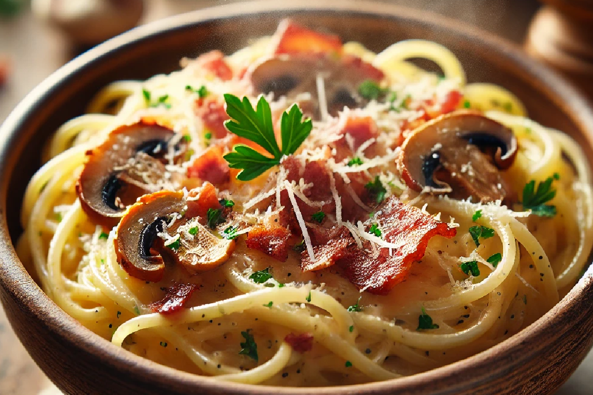 Carbonara with Pancetta or Mushrooms