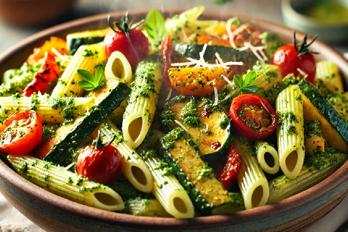 Pesto and Roasted Vegetable Pasta