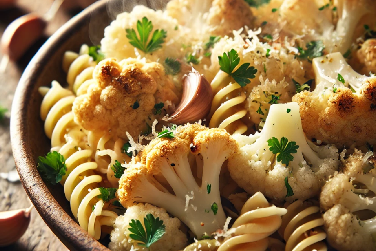 Roasted Garlic and Cauliflower Pasta