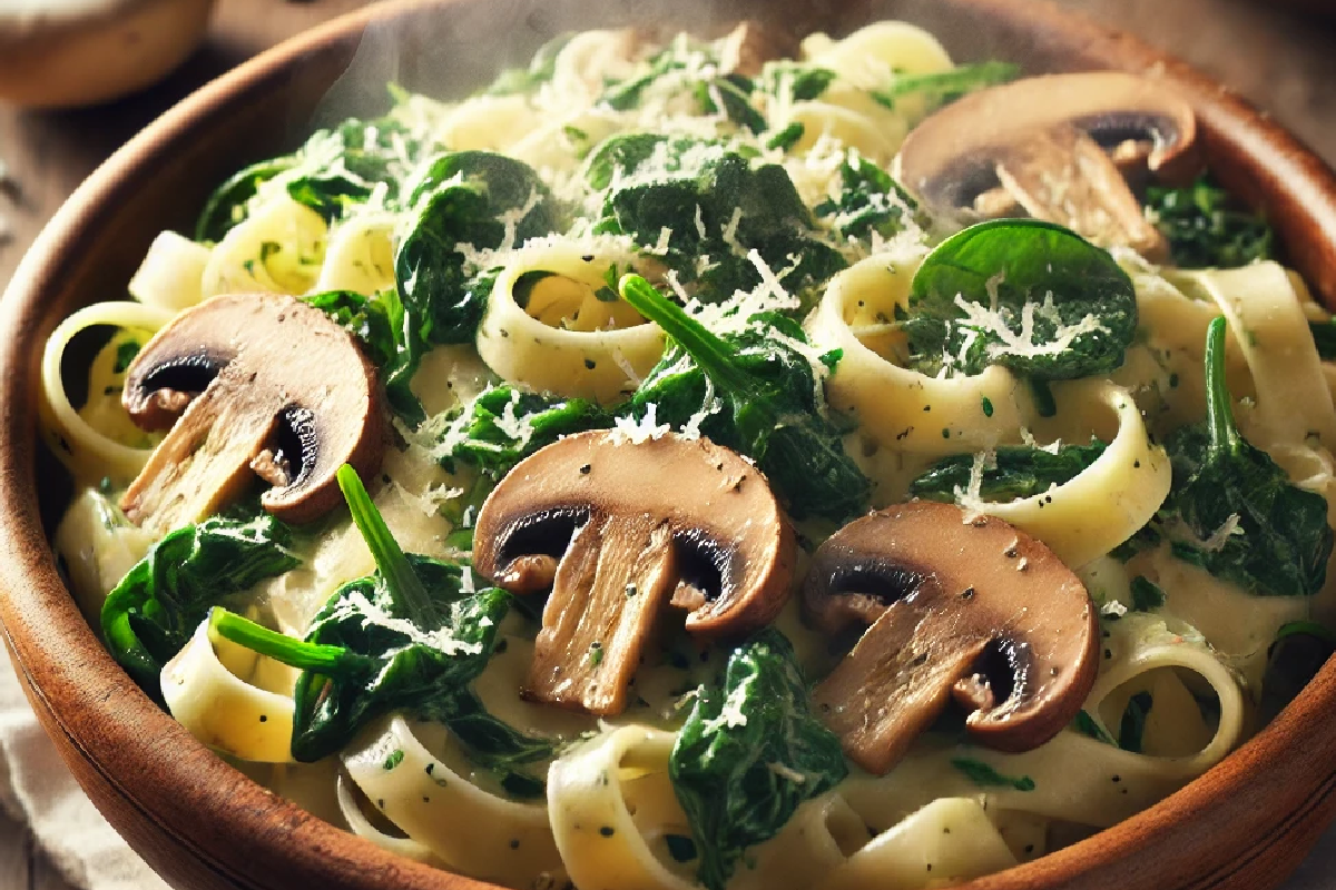 Creamy Mushroom and Spinach Pasta