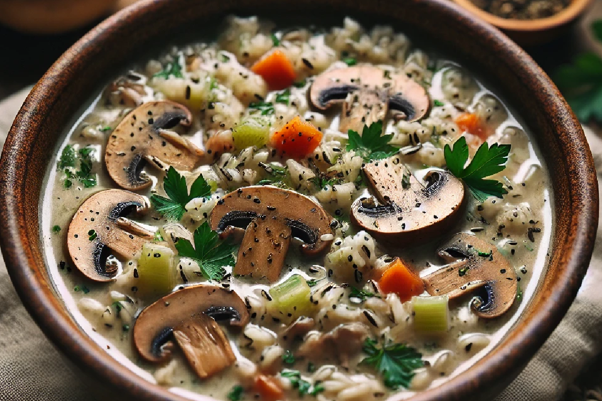 Vegan Mushroom and Wild Rice Soup