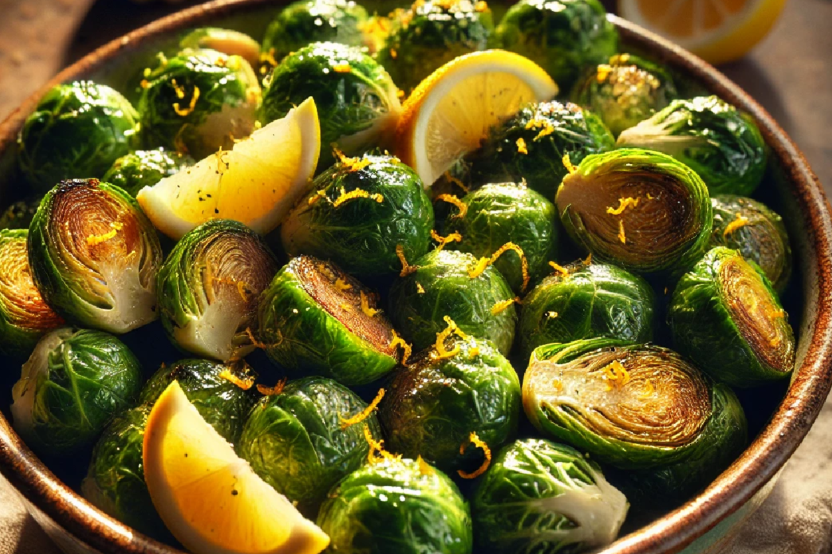 Lemon Garlic Roasted Brussels Sprouts