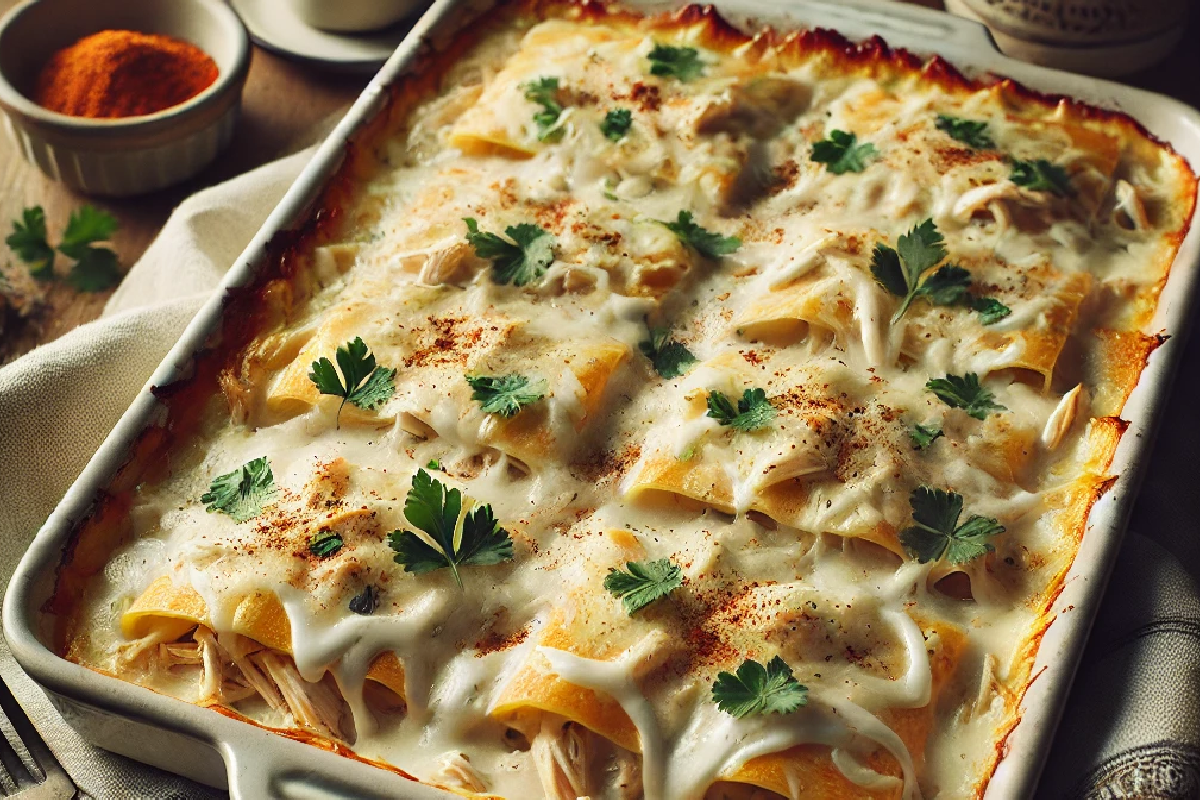 Creamy White Chicken enchiladas Casserole