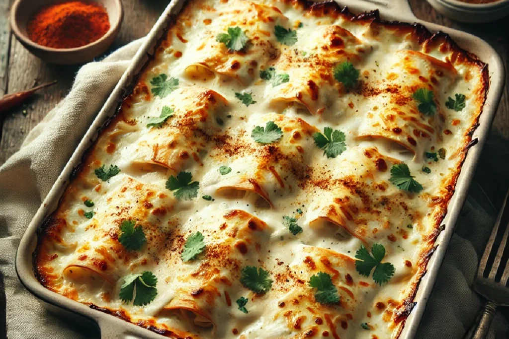 Creamy White Chicken enchiladas Casserole