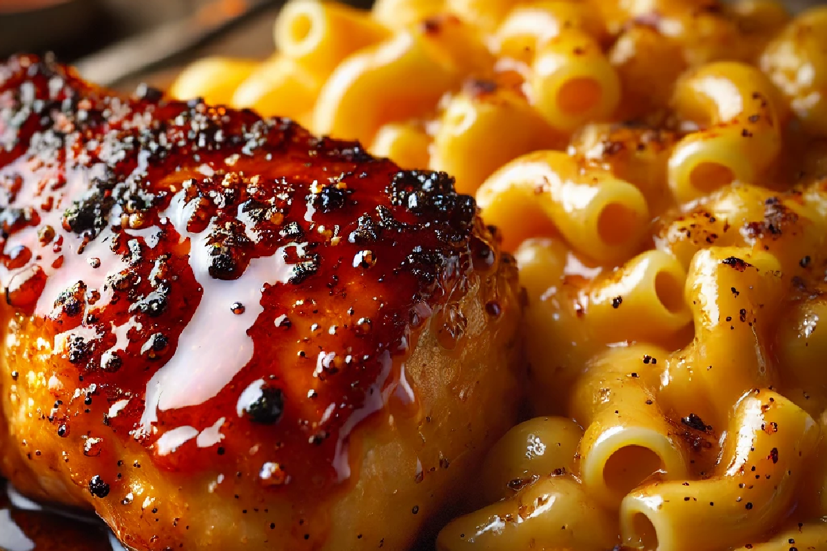 Honey Pepper Chicken with Creamy Macaroni Cheese