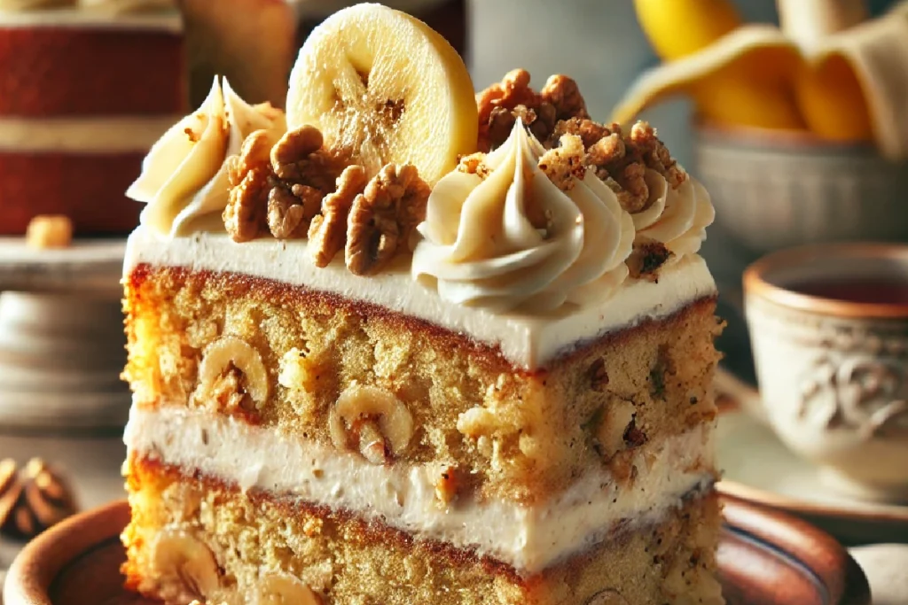 Heavenly Banana Walnut Cream Cake