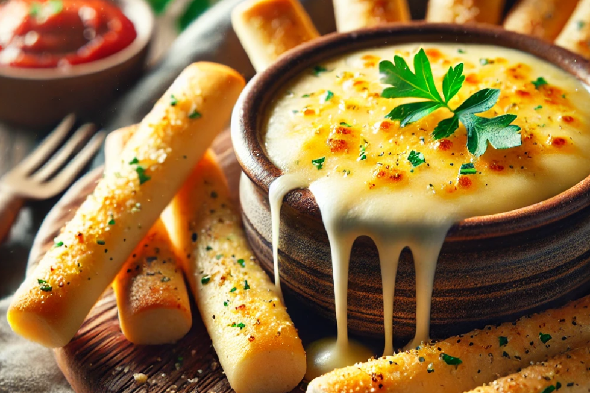 Melted Cheese and Breadsticks