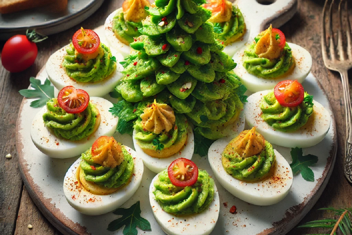 Avocado Toast Christmas Tree Deviled Eggs