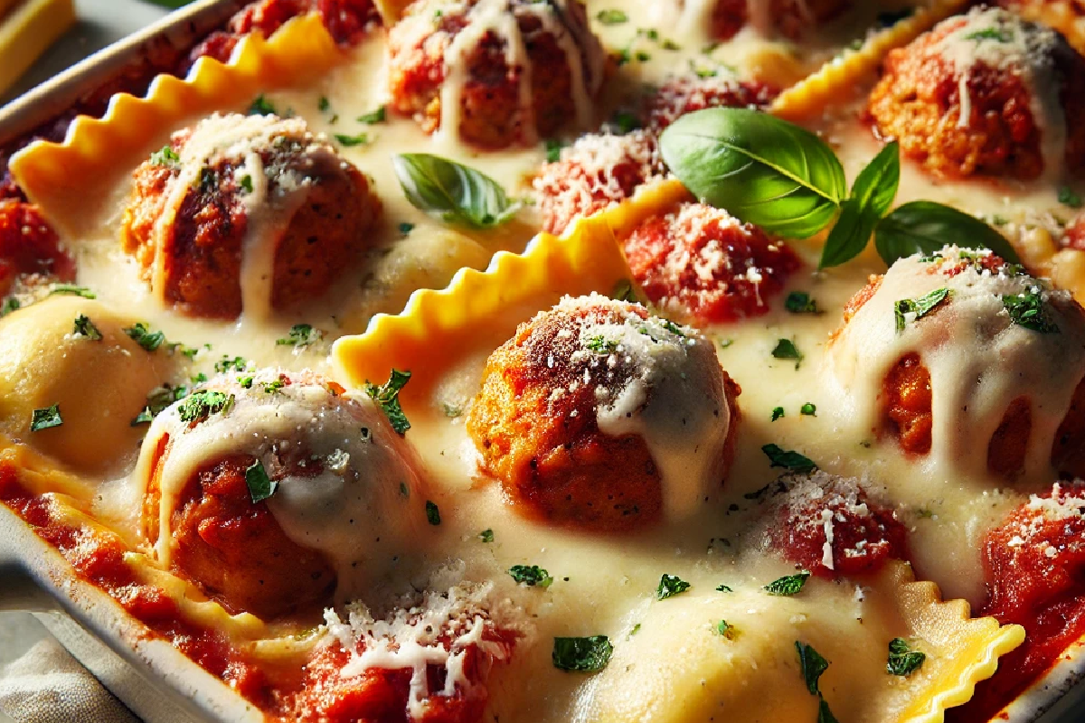 One-Dish Meatball and Ravioli Casserole