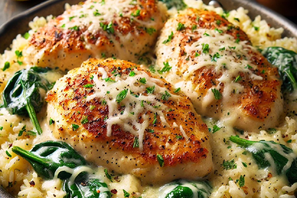 One-Pan Creamy Parmesan Chicken & Rice