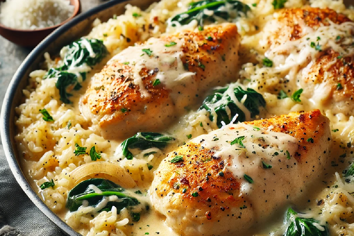 One-Pan Creamy Parmesan Chicken & Rice