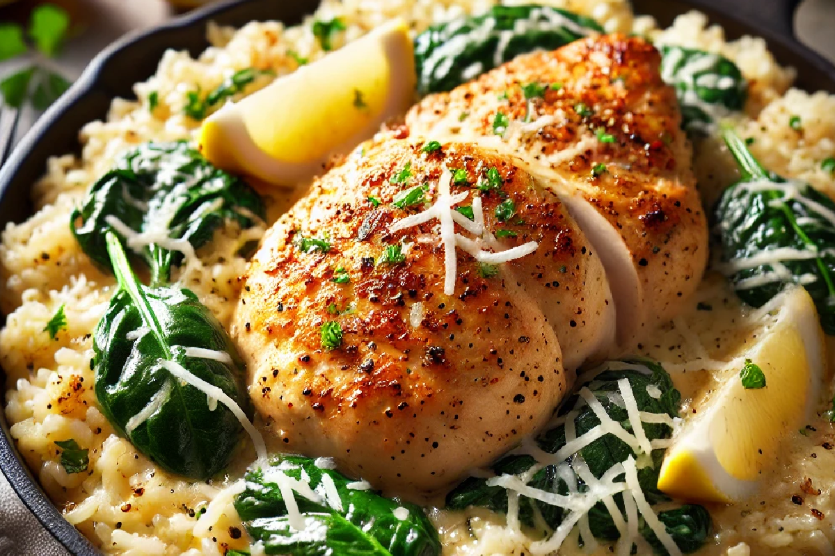 One-Pan Creamy Parmesan Chicken & Rice