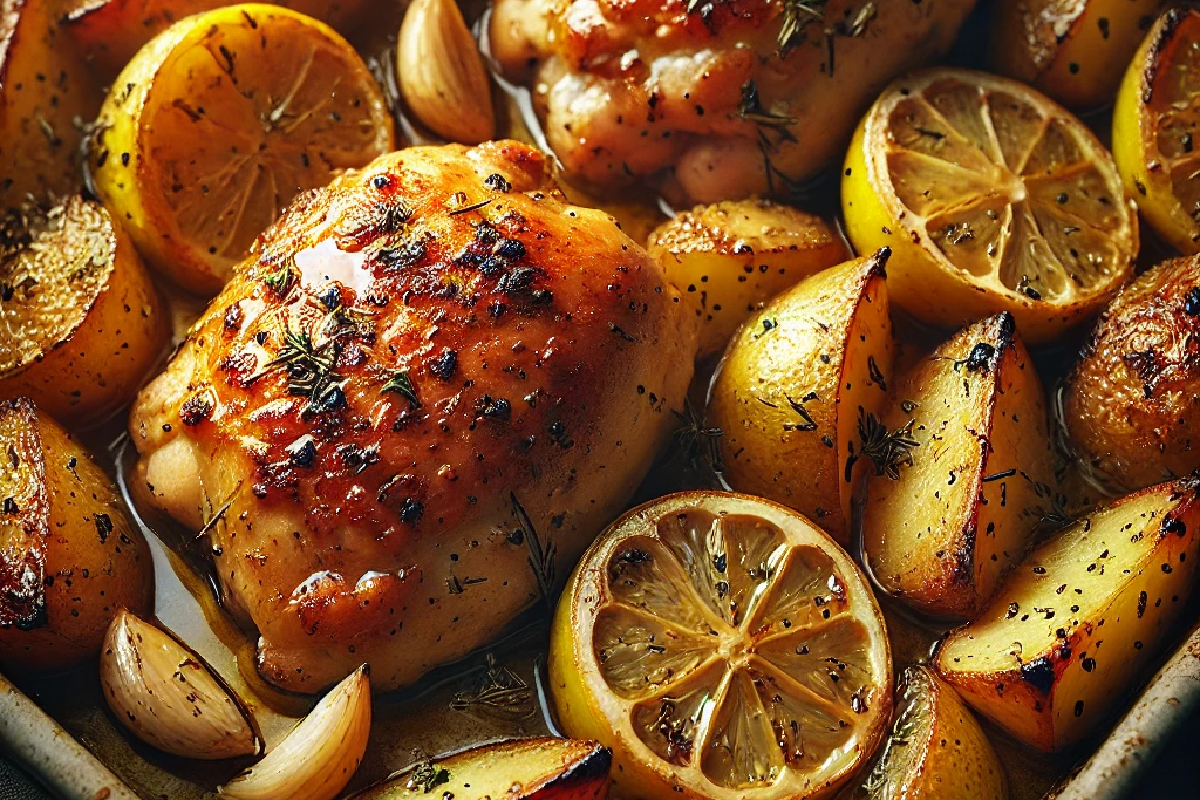 Greek Lemon Chicken and Potato Bake