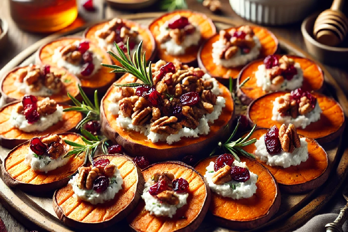 Sweet Potato Rounds with Goat Cheese & Cranberries