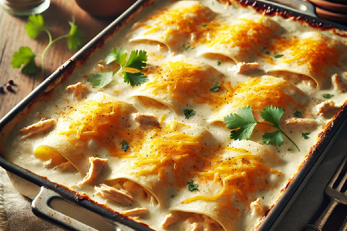 Creamy White Chicken enchiladas Casserole